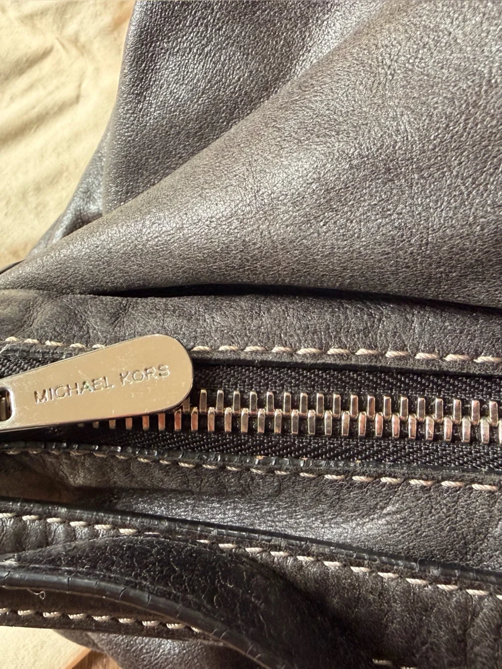 Michael Kors Dark Brown Leather Stud-Trim Shoulder Bag